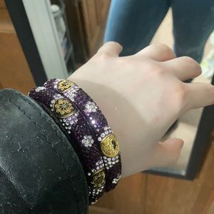 Handmade bangles set of 2 purple gold black silver